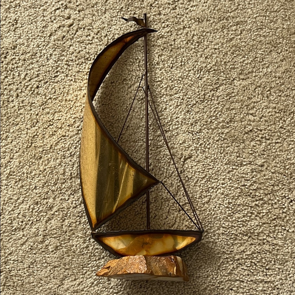 Mario Jason Brass‎ Sailboat on Agate Base